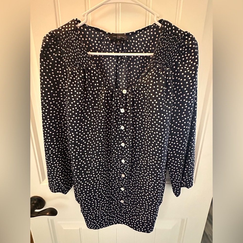 Women's Navy Polka Dot Blouse